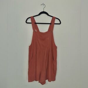 Rust Orange Linen Blend Overalls